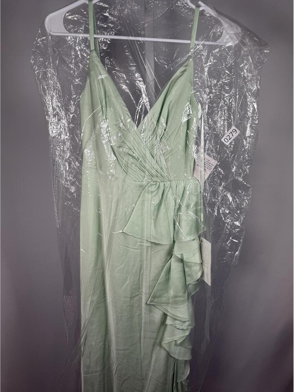 Mac Duggal Pistachio Satin Ruffled Dress Satin Fabric 67815 Size 0 NWT - Picture 5 of 5